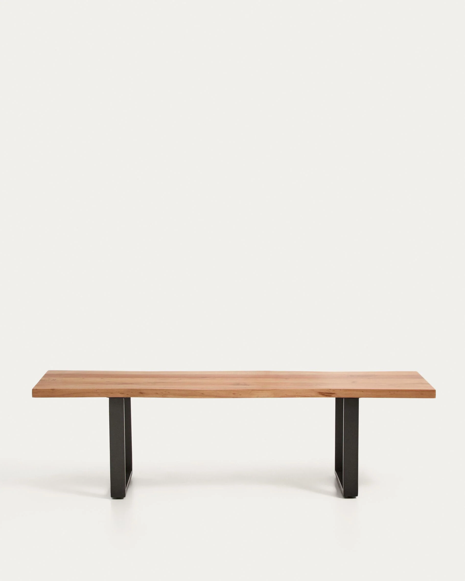 Uxue bench in solid acacia wood with black steel legs 160 x 45 cm