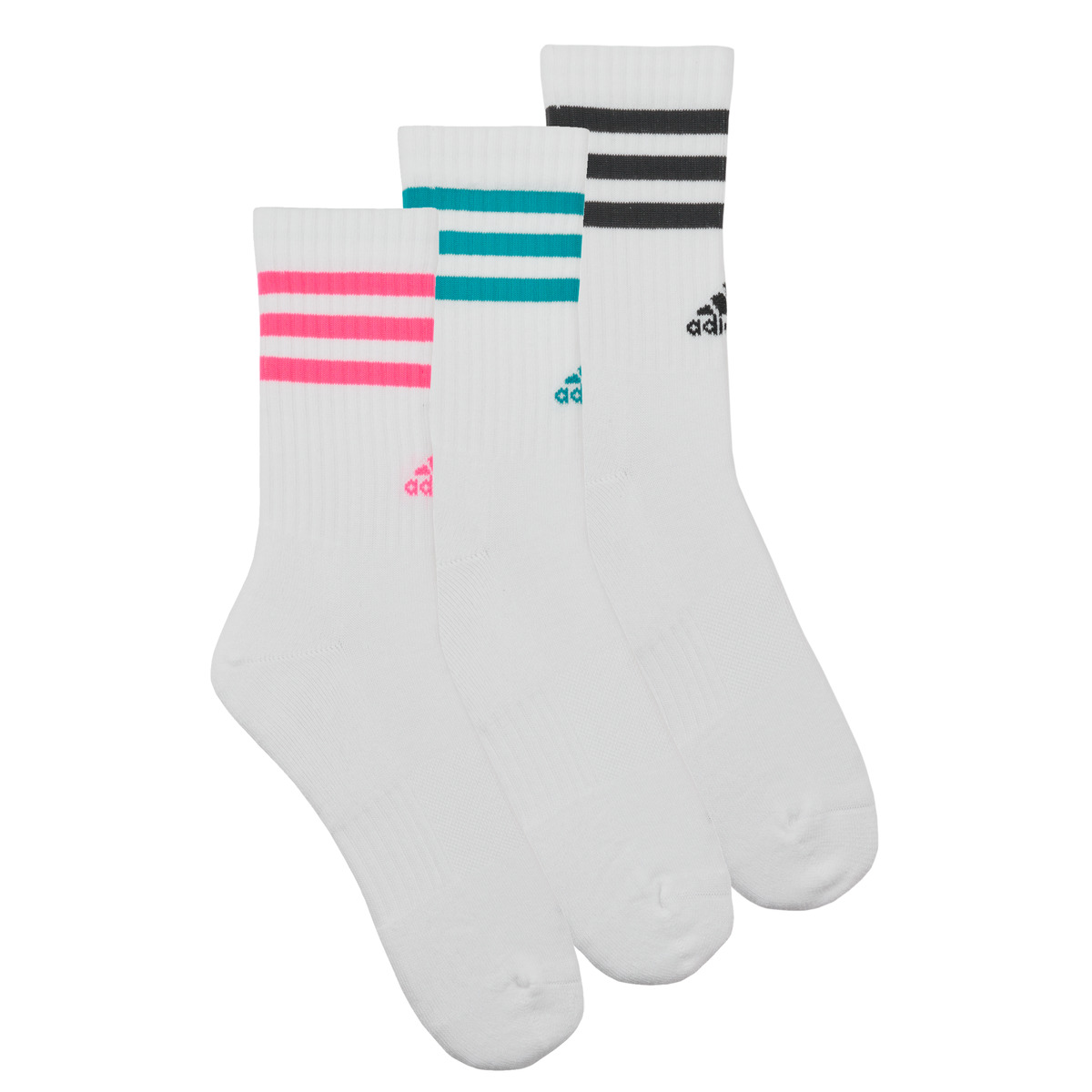 adidas - 3-Stripes Cushioned Crew Socks 3 Pairs - White