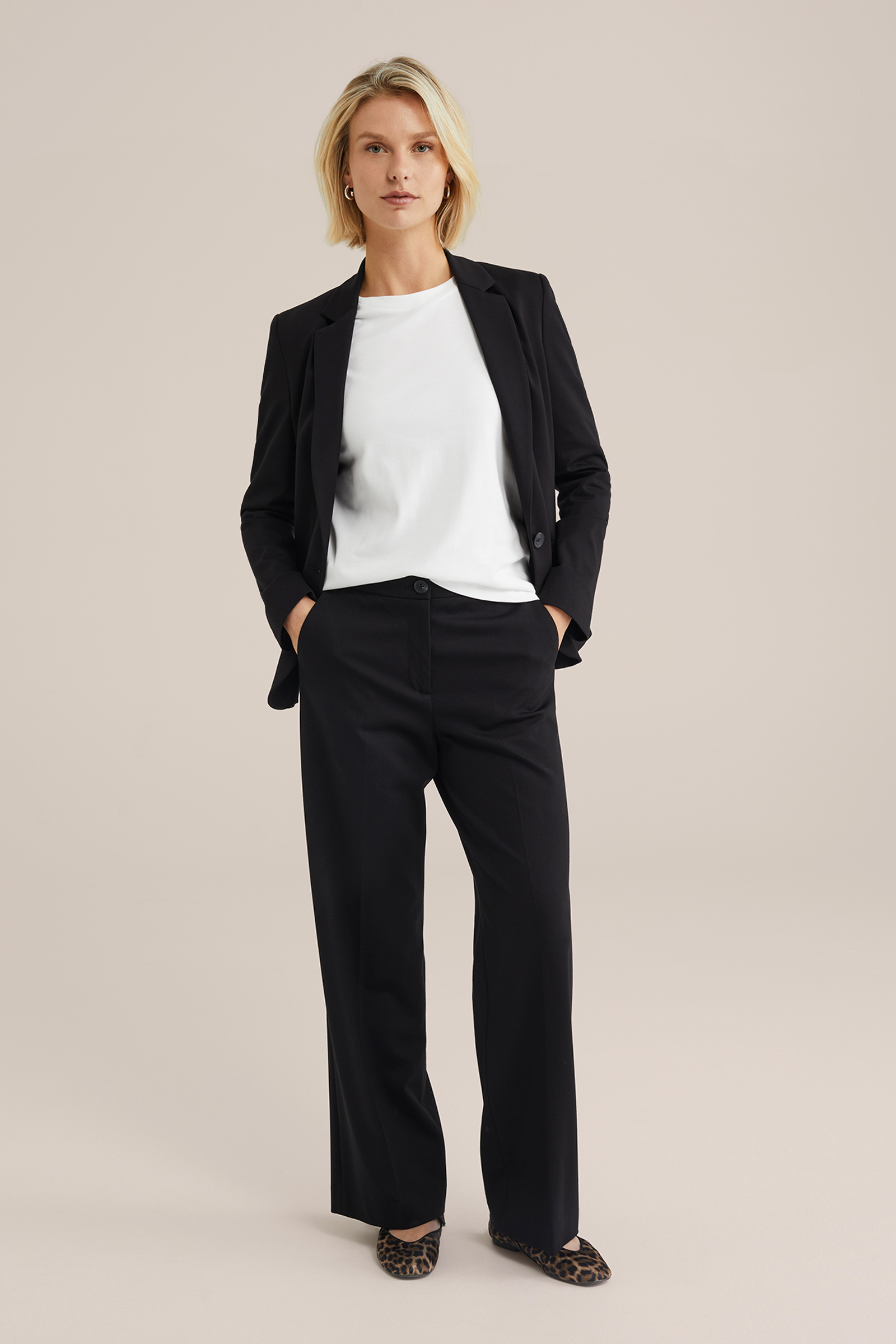 Dames petite wide leg pantalon met stretch