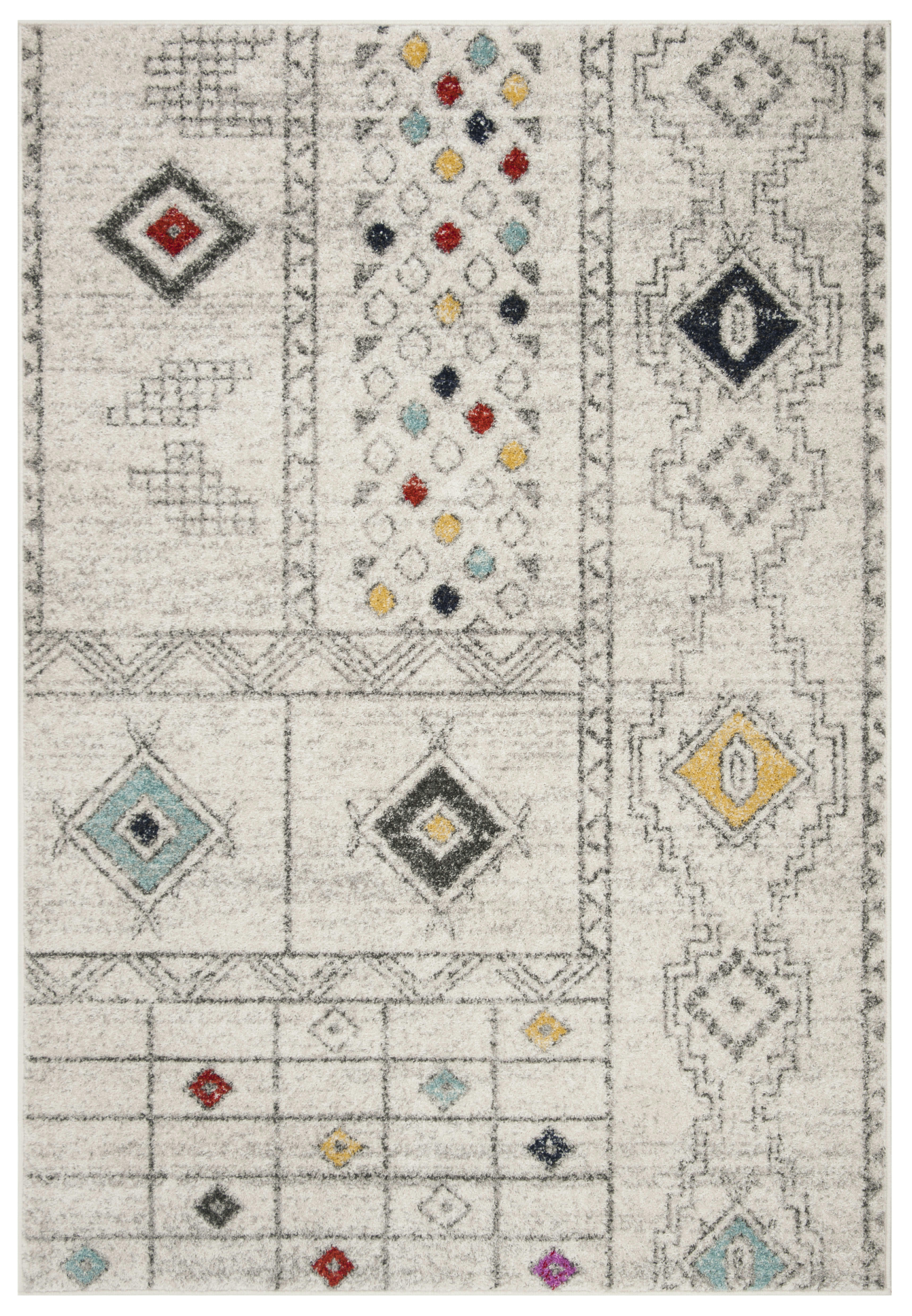 ADIRONDACK - Tapis de salon interieur en gris clair & turquoise, 91 x 152 cm