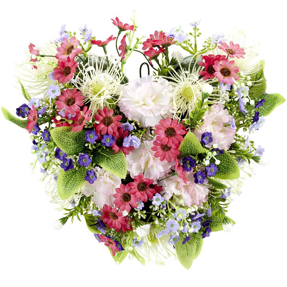 Coussin de fleurs forme coeur - Fleurs artificielles - Rose
