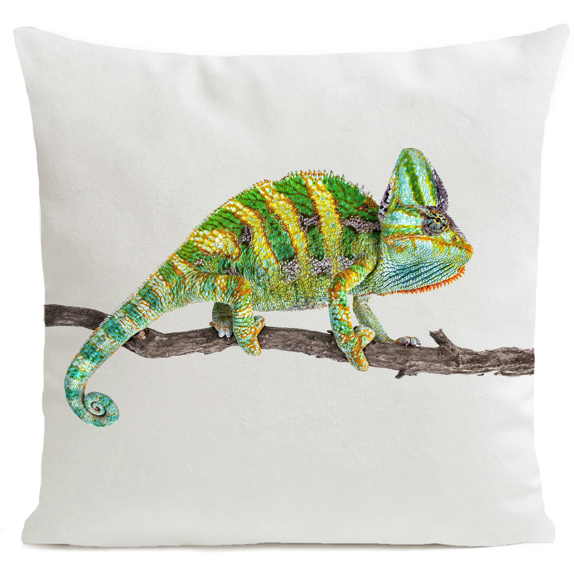 - Coussin reptile caméléon suédine blanc 40x40cm