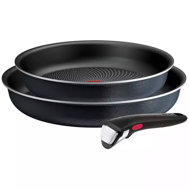 Tefal So Light 3 Piece Aluminium Frying Pan Set - Black