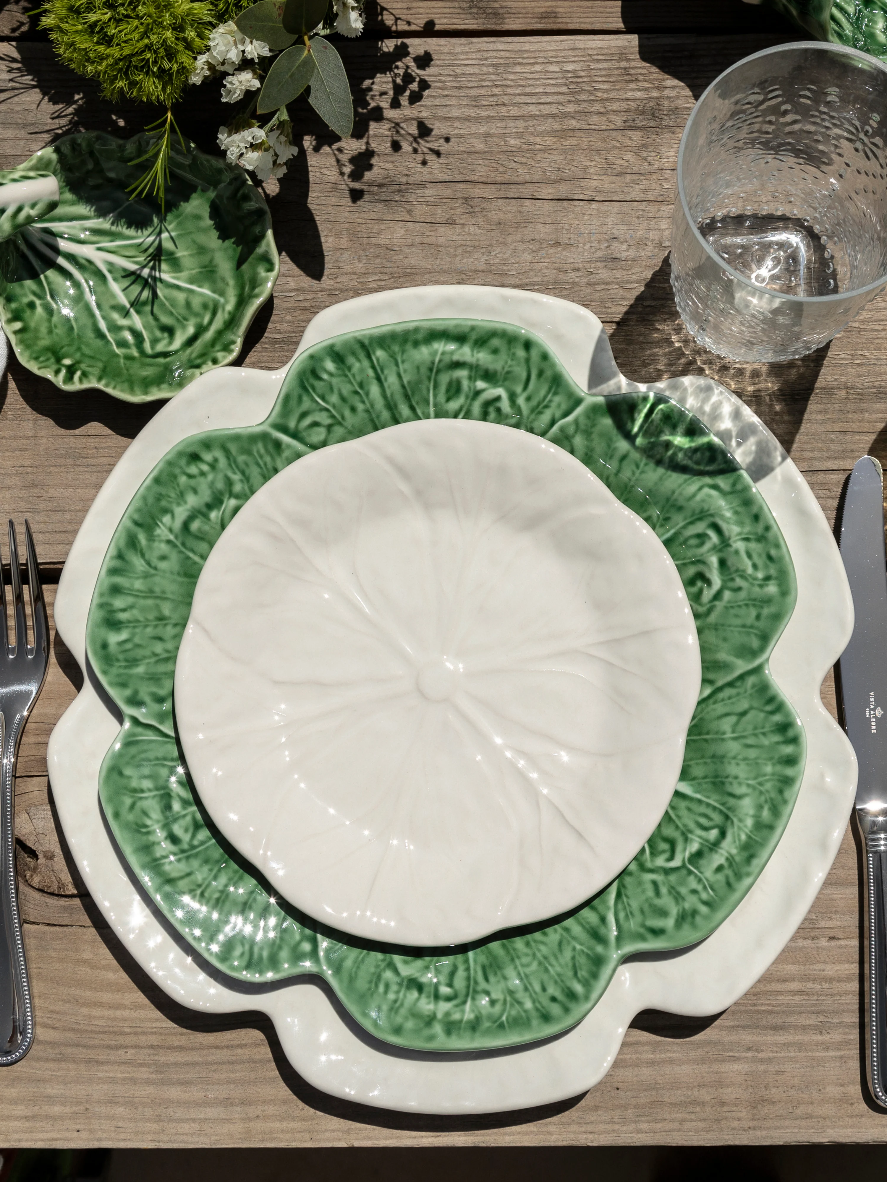 Handbemalte Frühstücksteller Cabbage, 4er-Set