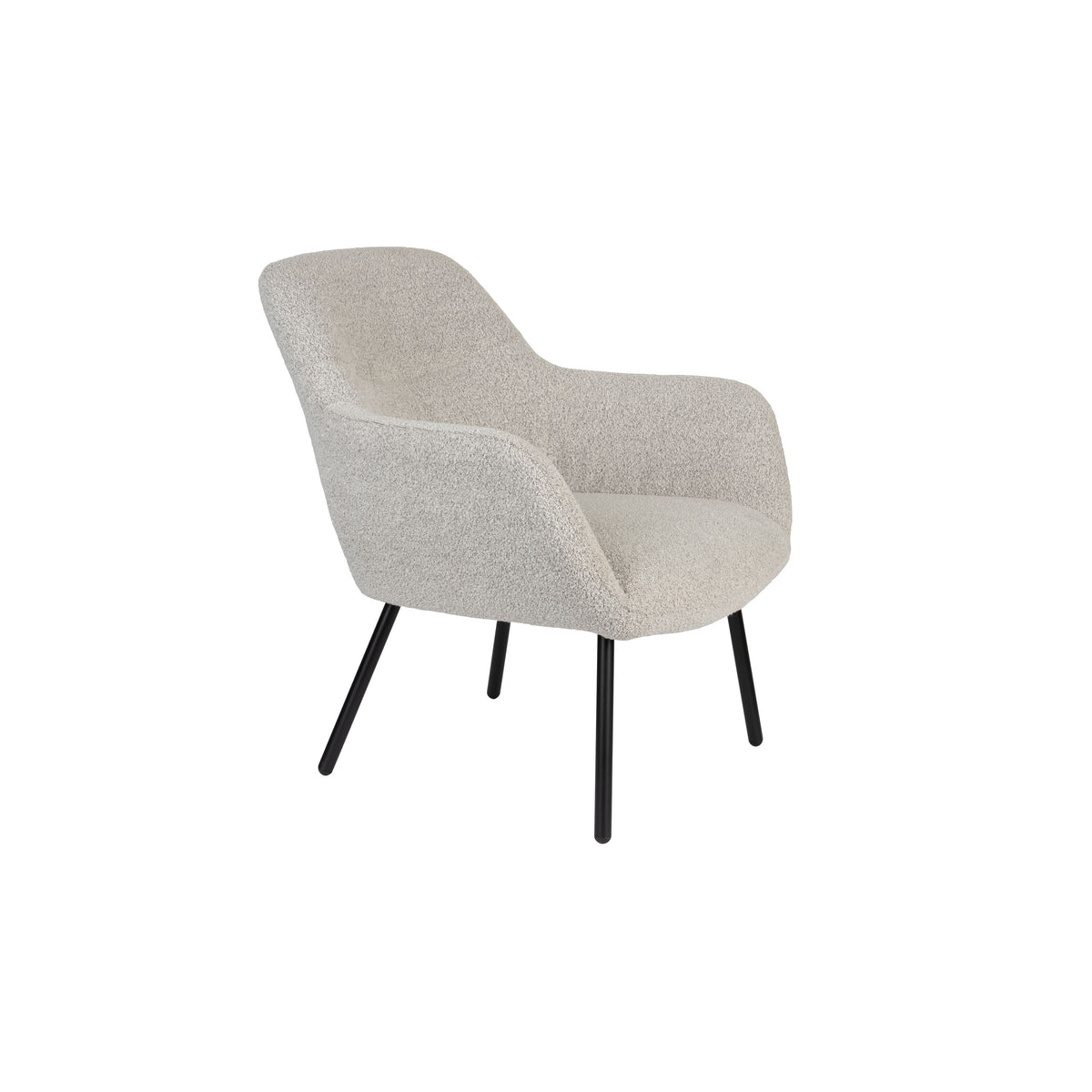 Housecraft Living Dude Loungestoel/ Fauteuil Bouclé stof Beige/ Wit