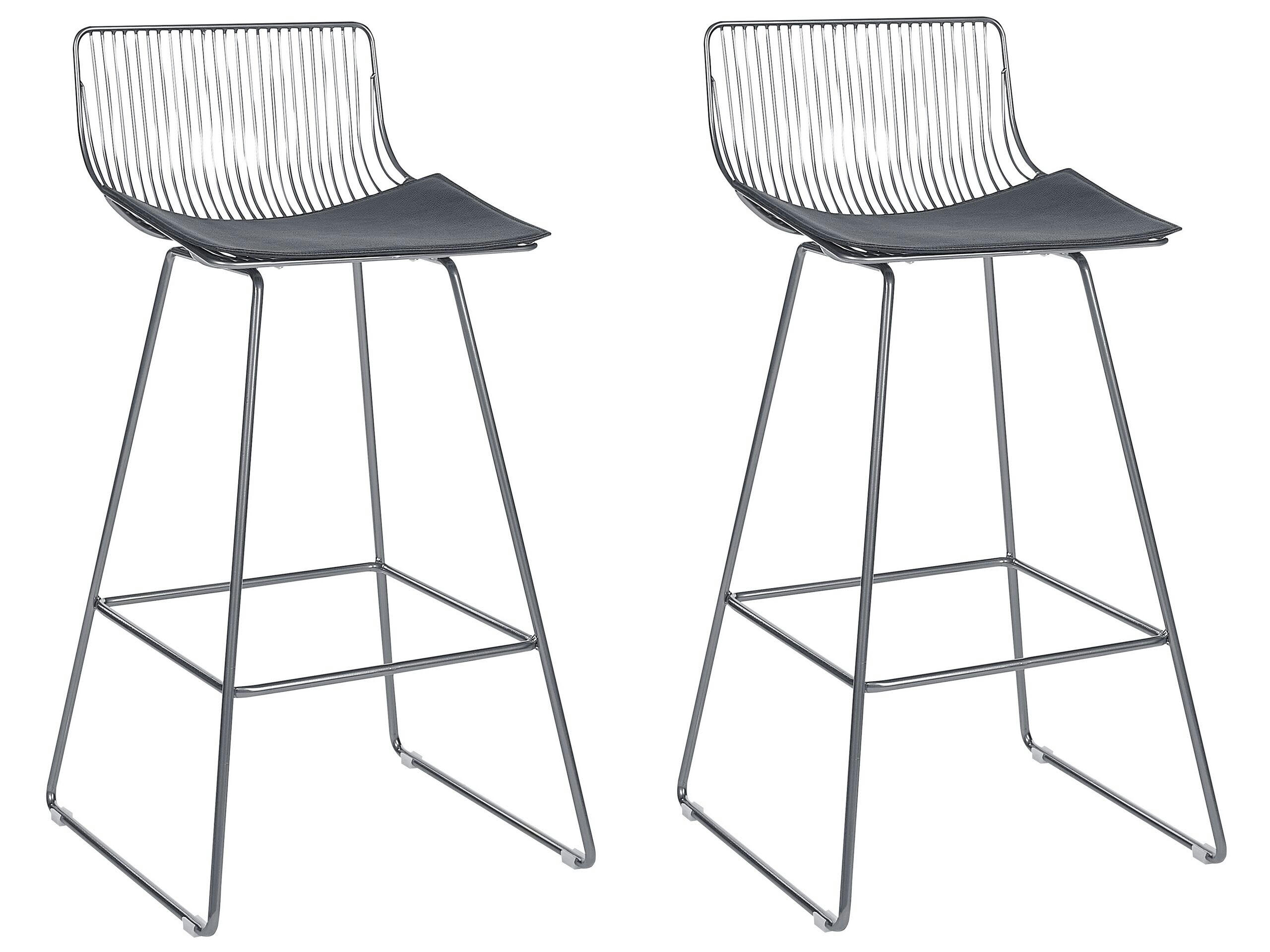 FREDONIA - Lot de 2 chaises de bar en acier argenté