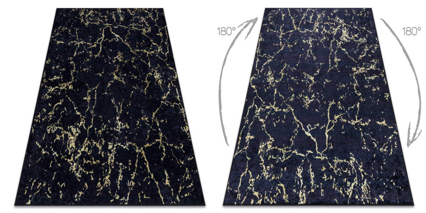 Dywan do prania MIRO 52003.803 Marmur antypoślizgowy - czarny 160x220 cm
