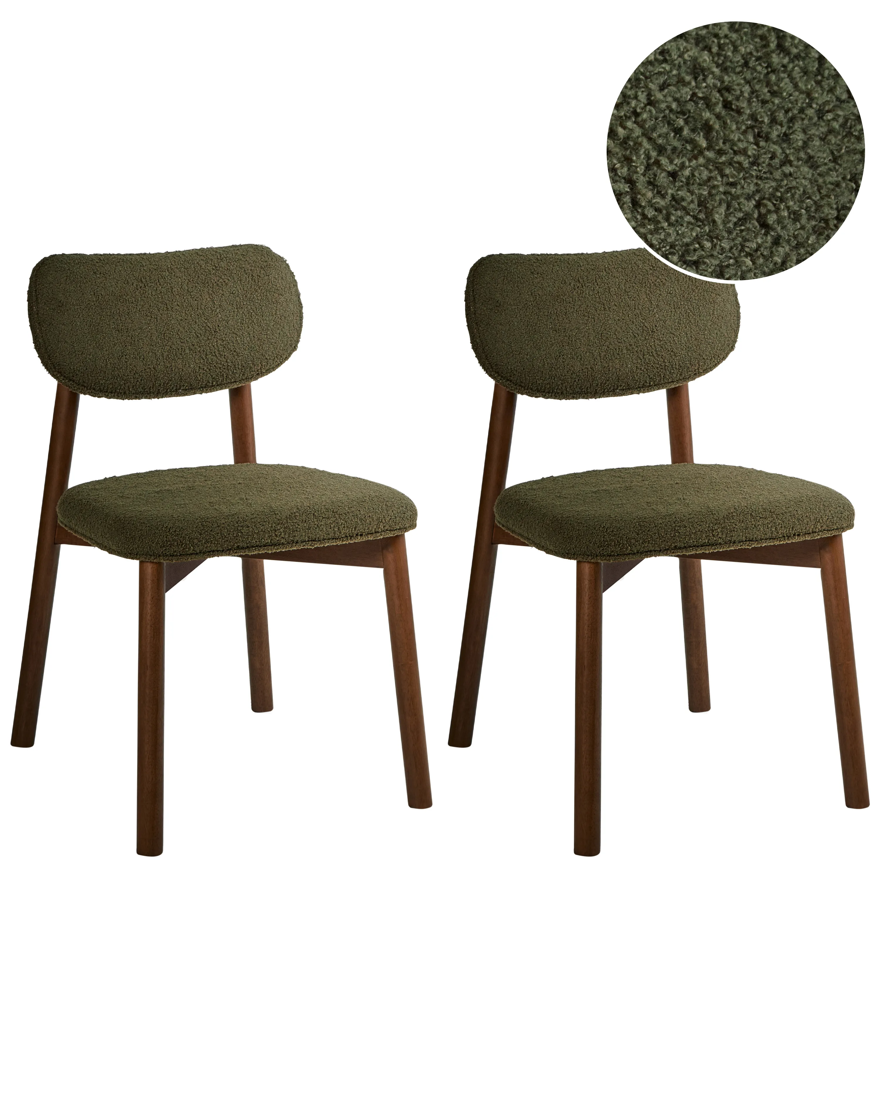 Set of 2 Dining Chairs MILLS Boucle Brown/ Green