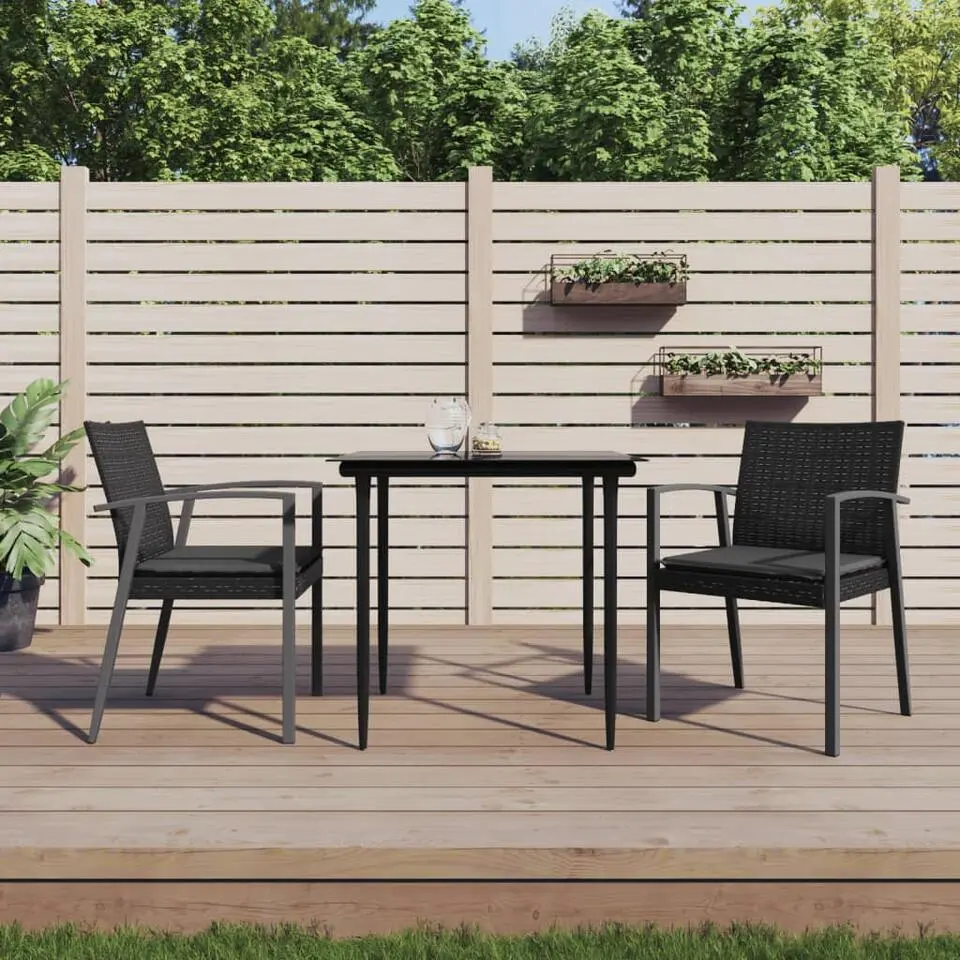 vidaXL - Tuinstoel - Kussens - Zwart - Poly rattan - 2 stuks - 56,5x57x83 cm
