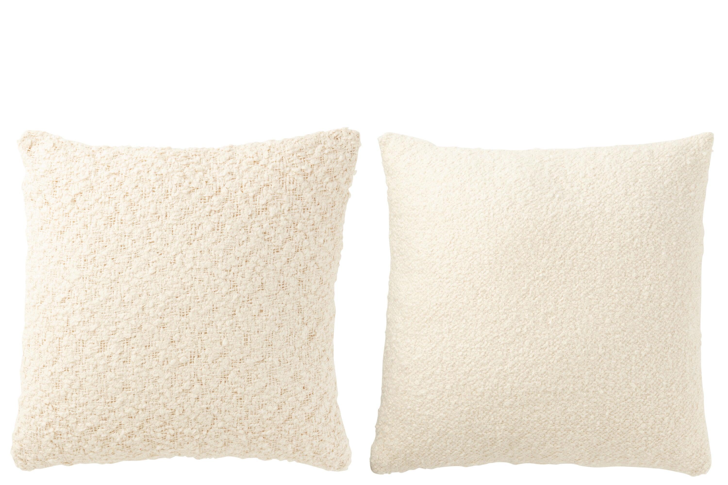 J-Line kussen Vierkant los/dicht Weven - katoen - creme - 2 stuks