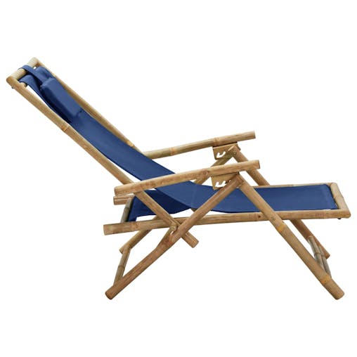 NNEVL Reclining Relaxing Chair Navy Blue Bamboo and Fabric