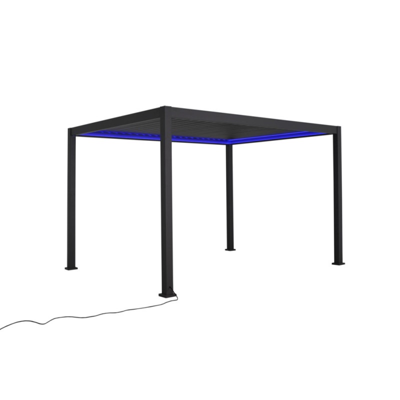 Pergola bioclimatique motorisée Caly en aluminium anthracite 3,99 x 3,08 x 2,5 m