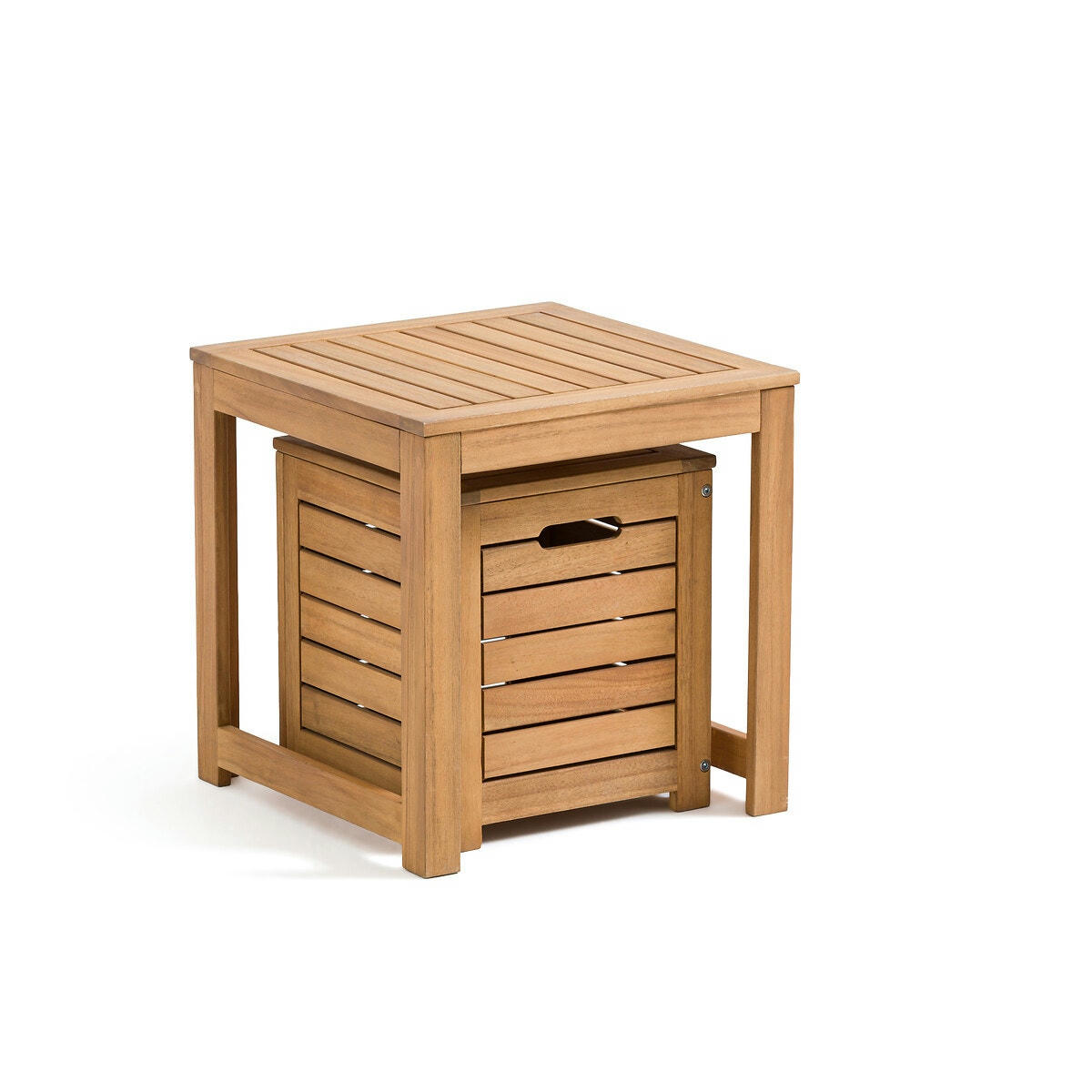 Tabouret et coffre de rangement acacia, Garden