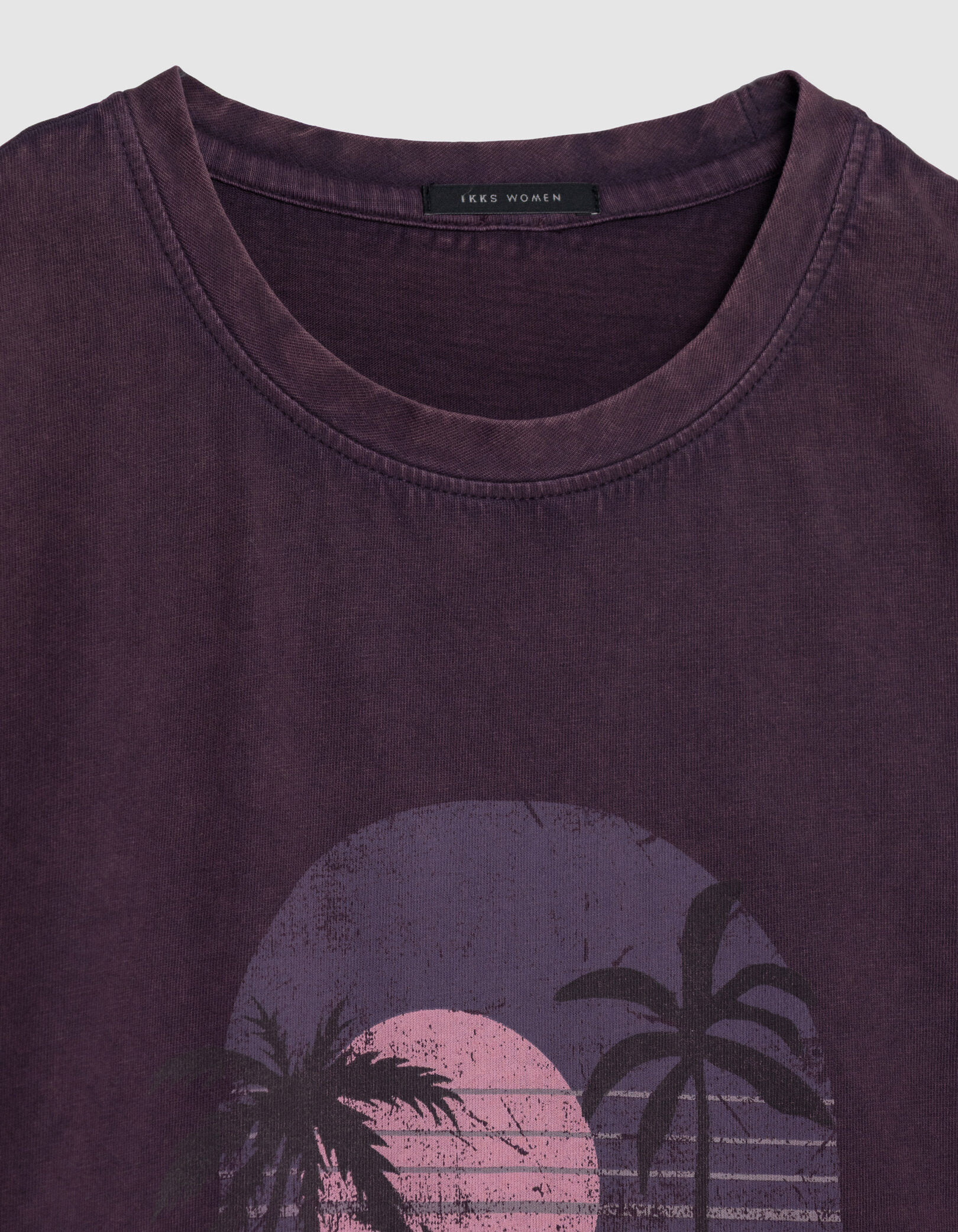 Tee-shirt col V magnum coton bio visuel palmiers Femme