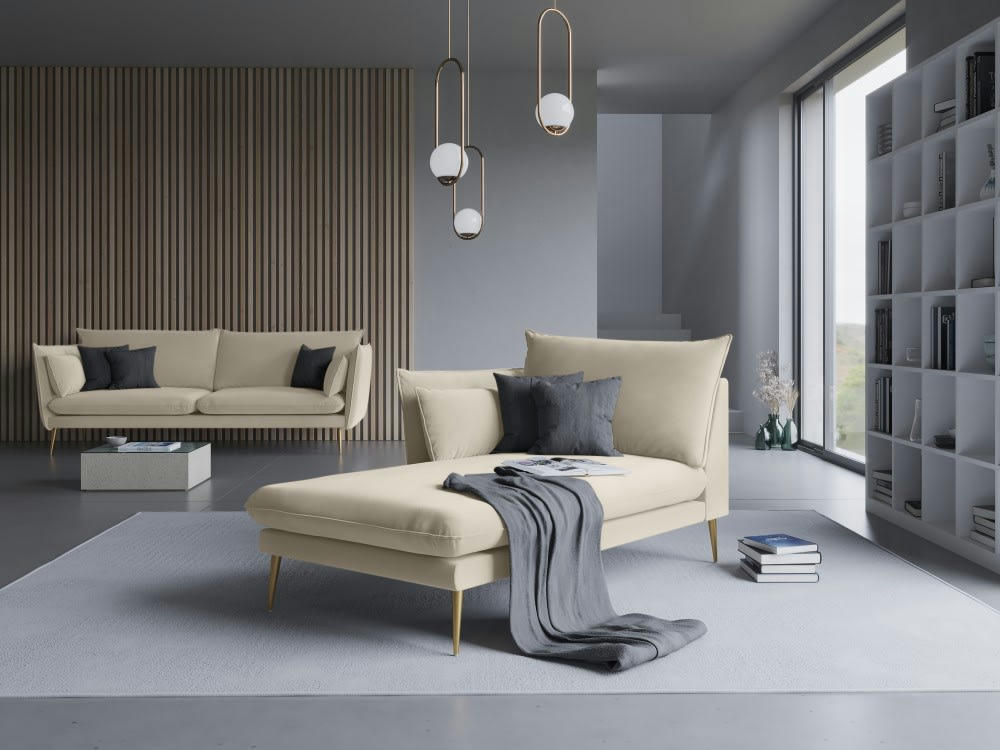 AGATE - Méridienne en velours beige