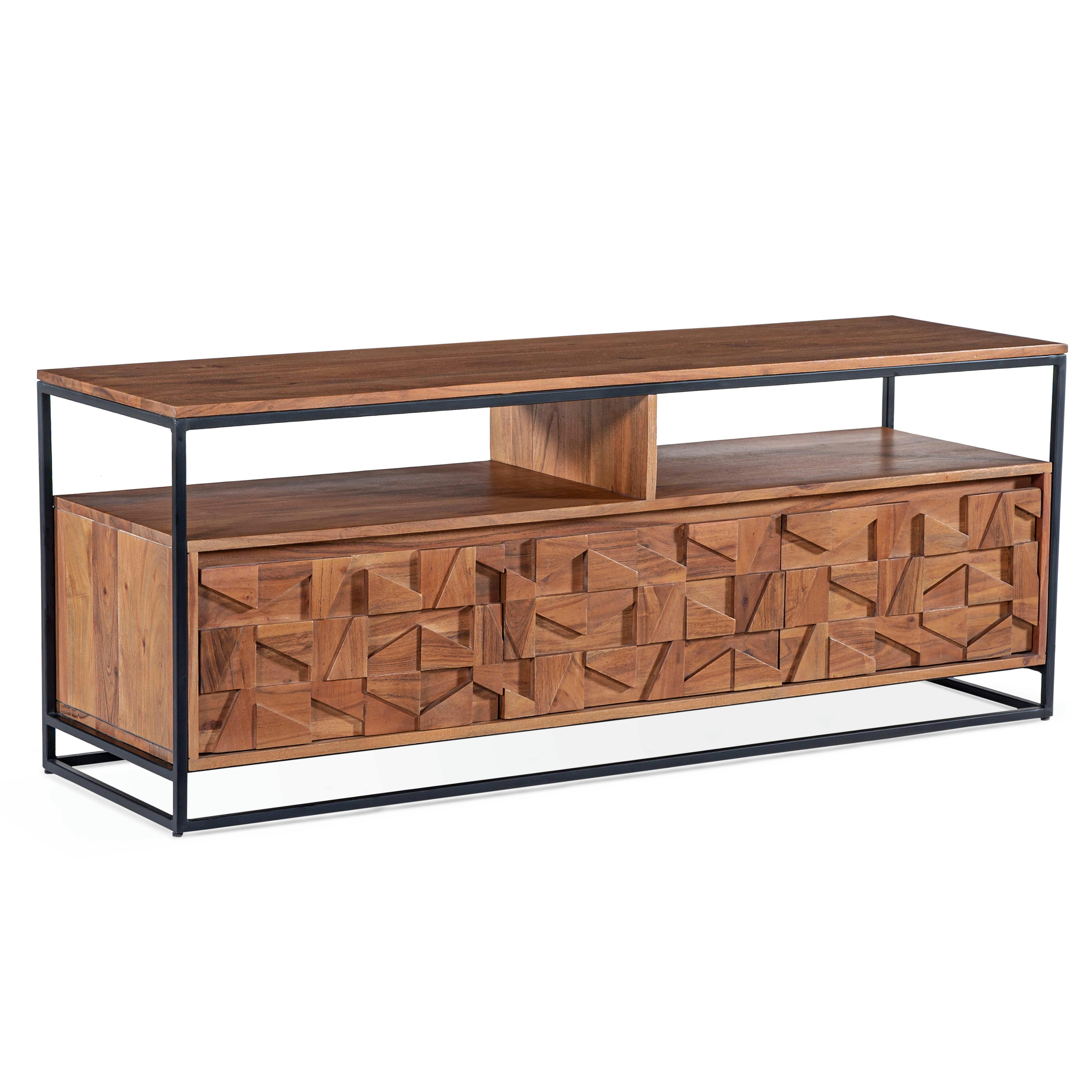 LETELS - Meuble TV 3 portes en acacia massif