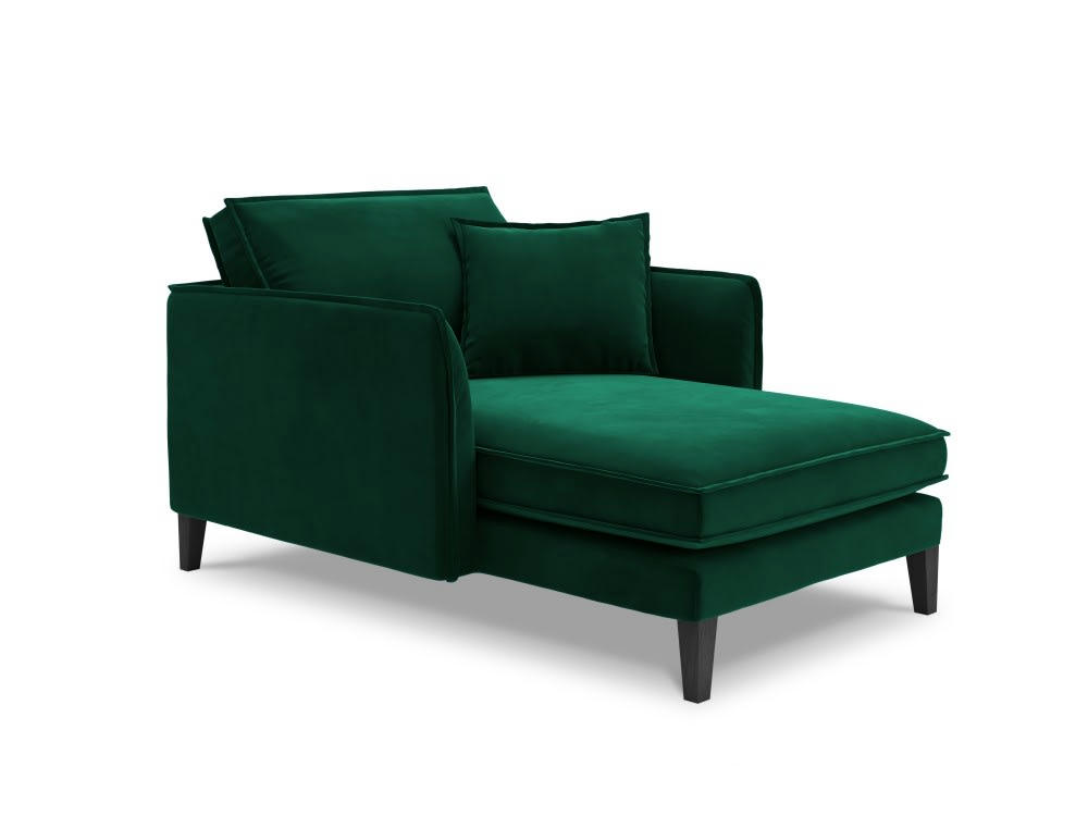 PROVENCE - Méridienne 1 place en velours vert bouteille