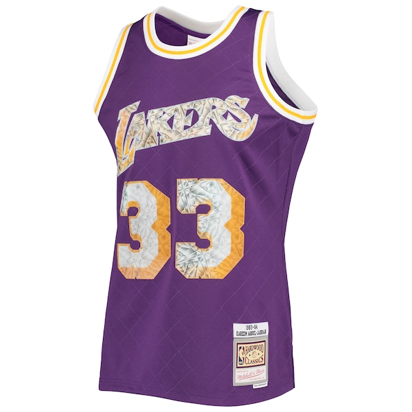 Kareem Abdul-Jabbar Los Angeles Lakers 1996-97 Hardwood Classics NBA 75th Anniversary Diamond Swingman Jersey - Purple