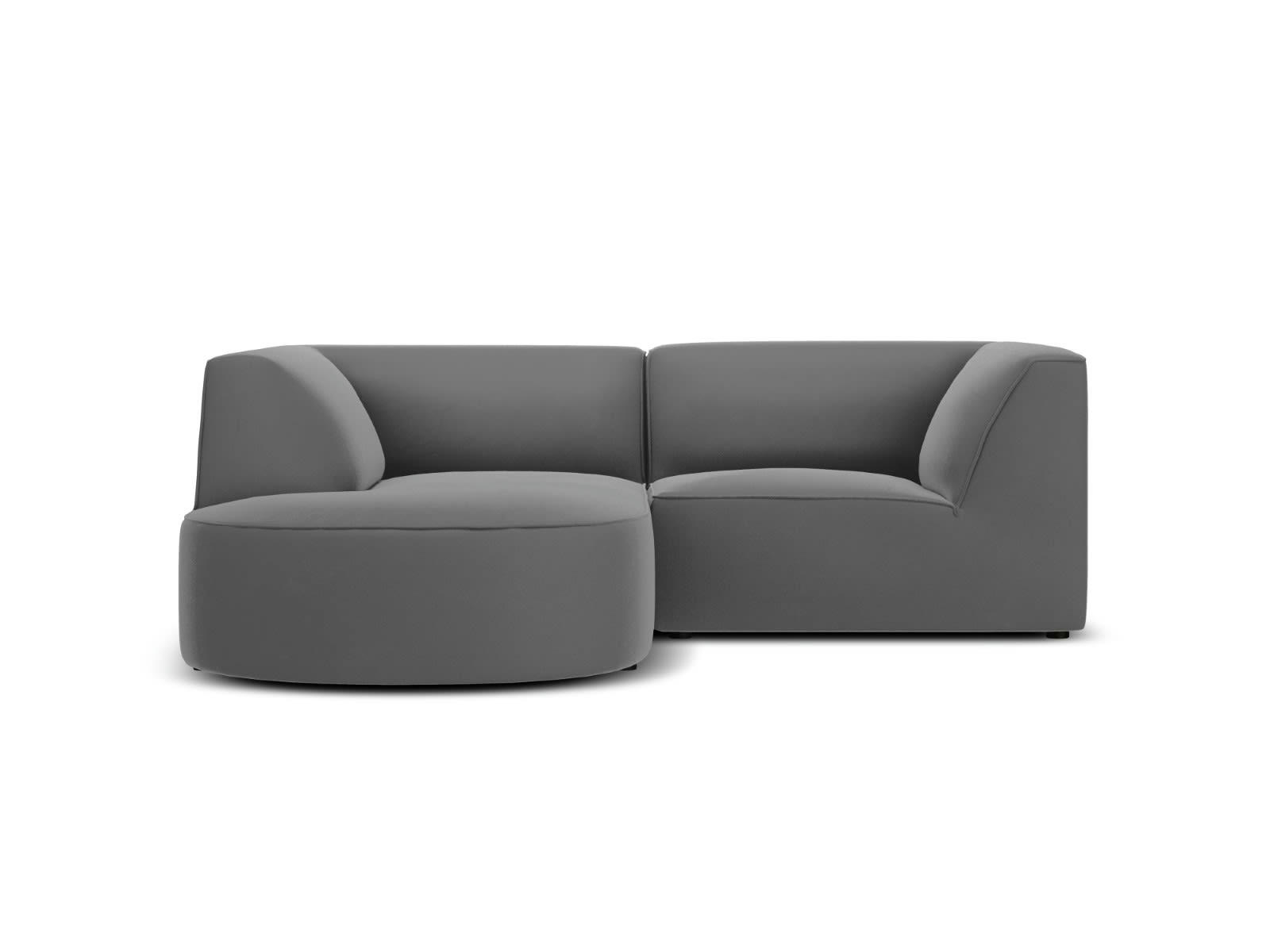 CHARLES - Canapé D'Angle Gauche 3 places en Velours Gris Foncé