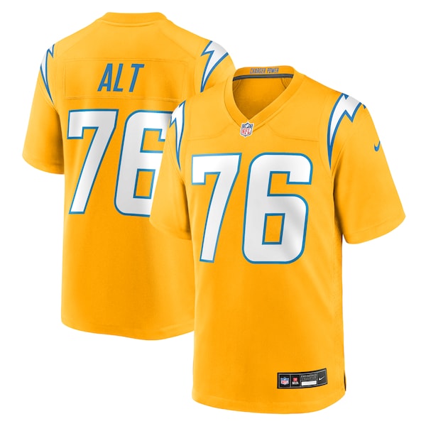 Joe Alt Los Angeles Chargers Nike Alternate Charger Power Game Player Jersey - Gold/Powder Blue/Navy