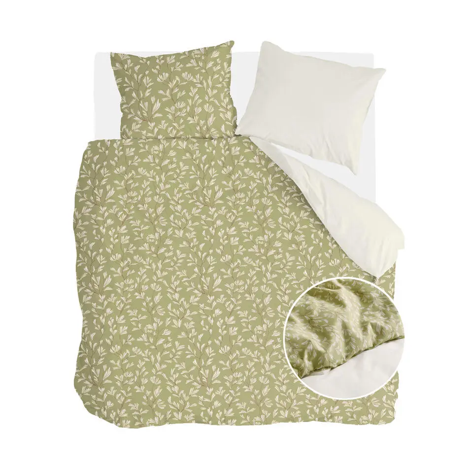 Walra - Dekbedovertrek Blooming Grace - 240x220 cm - Groen / Wit