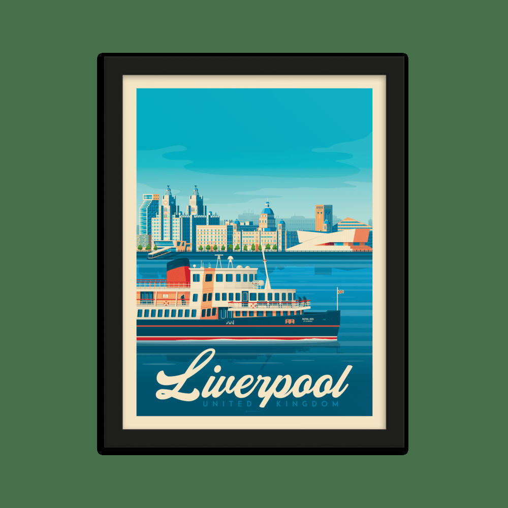 - Affiche Liverpool + Cadre Bois noir 21x29,7 cm