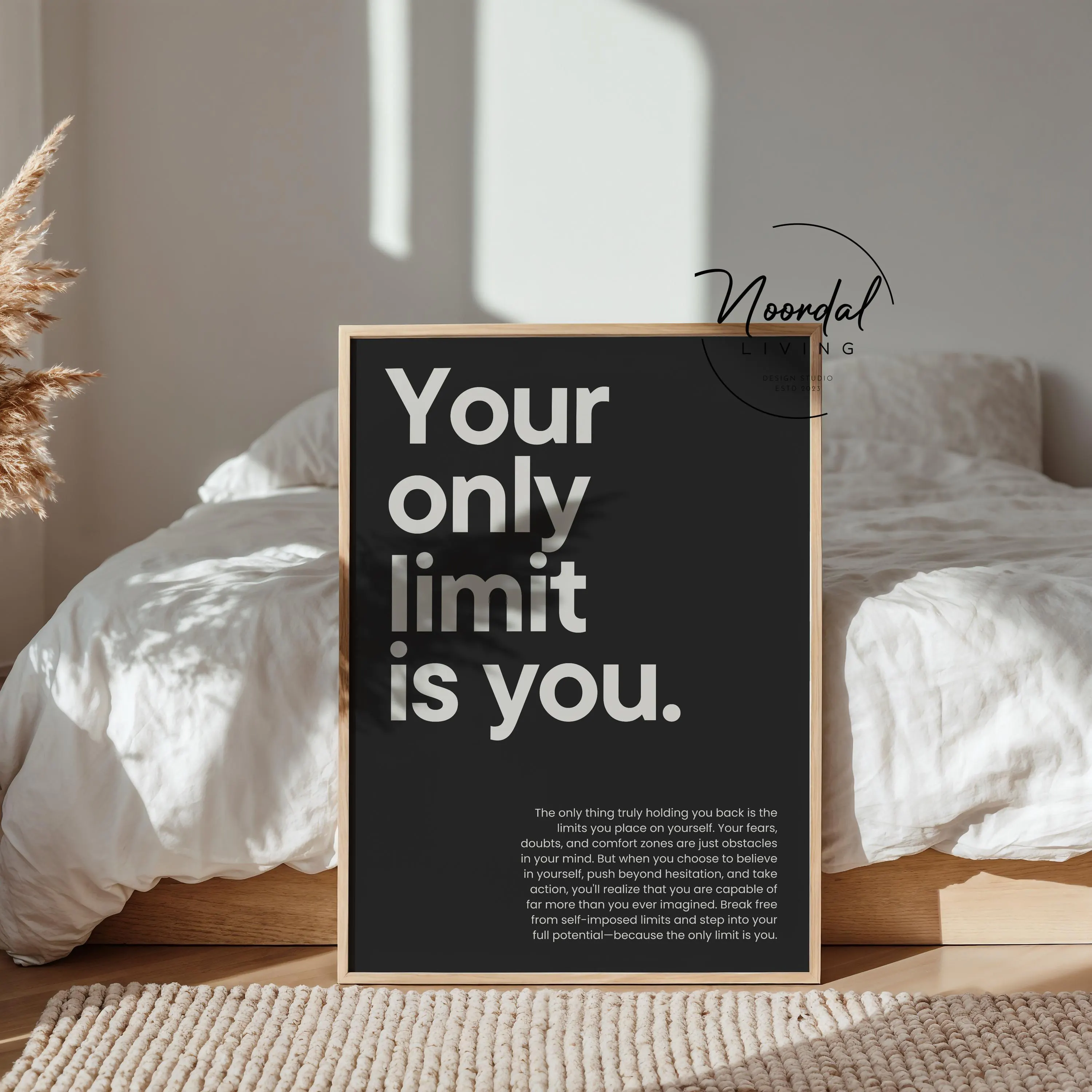 Motivational Quote Print, Black & Beige Home Office Decor (Digital Download)