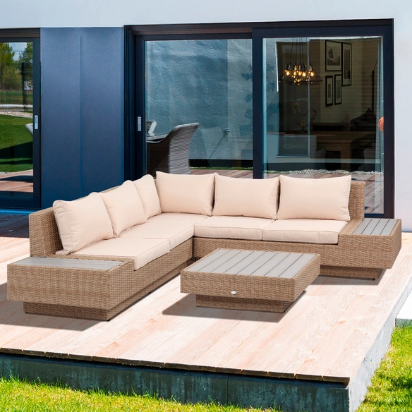 Gartenmöbelset, 5 Sitzplätze, Eisen/Aluminium/Rattan