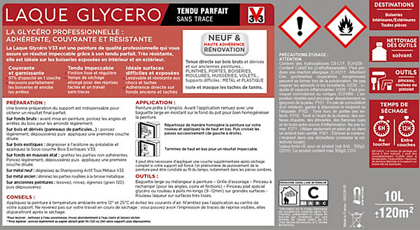 Laque glycéro multi-supports intérieur extérieur V33 satin blanc 5L