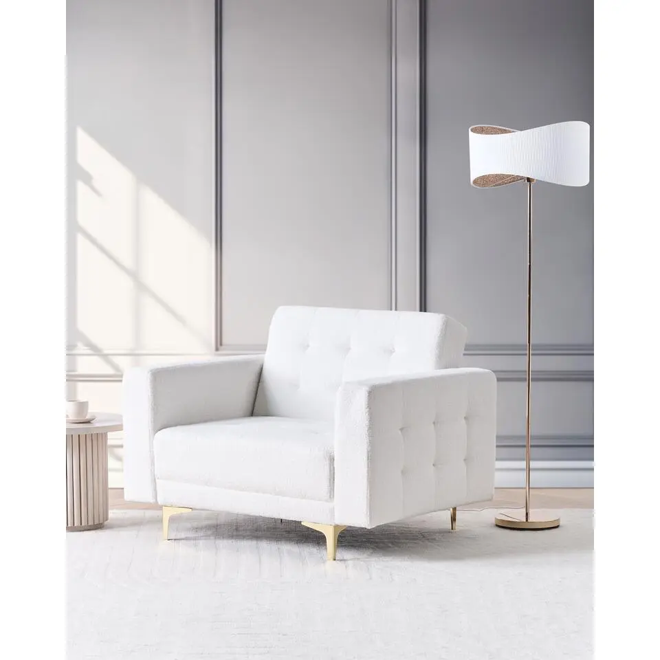 ABERDEEN - Fauteuil - Wit - Boucl&eacute;