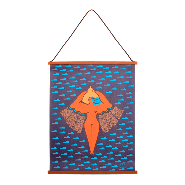FLÂMULA 37 CM X 47 CM MULHER PÁSSARO