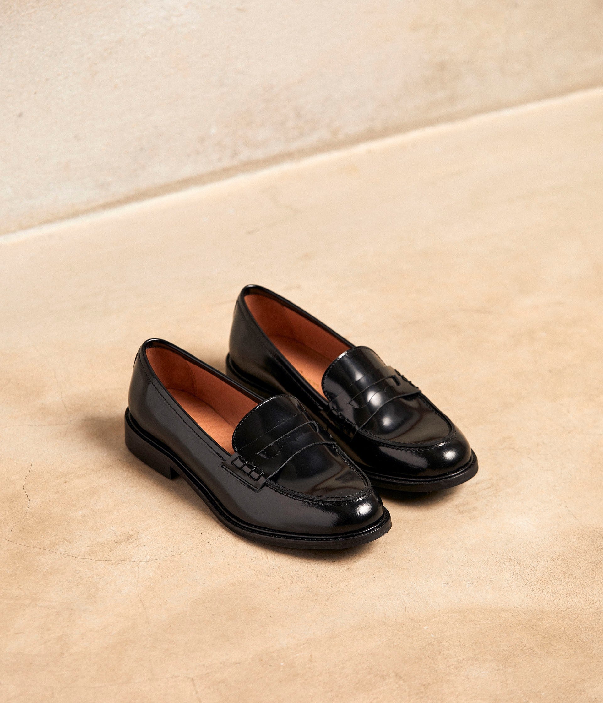 Mocassins cuir noir Angella