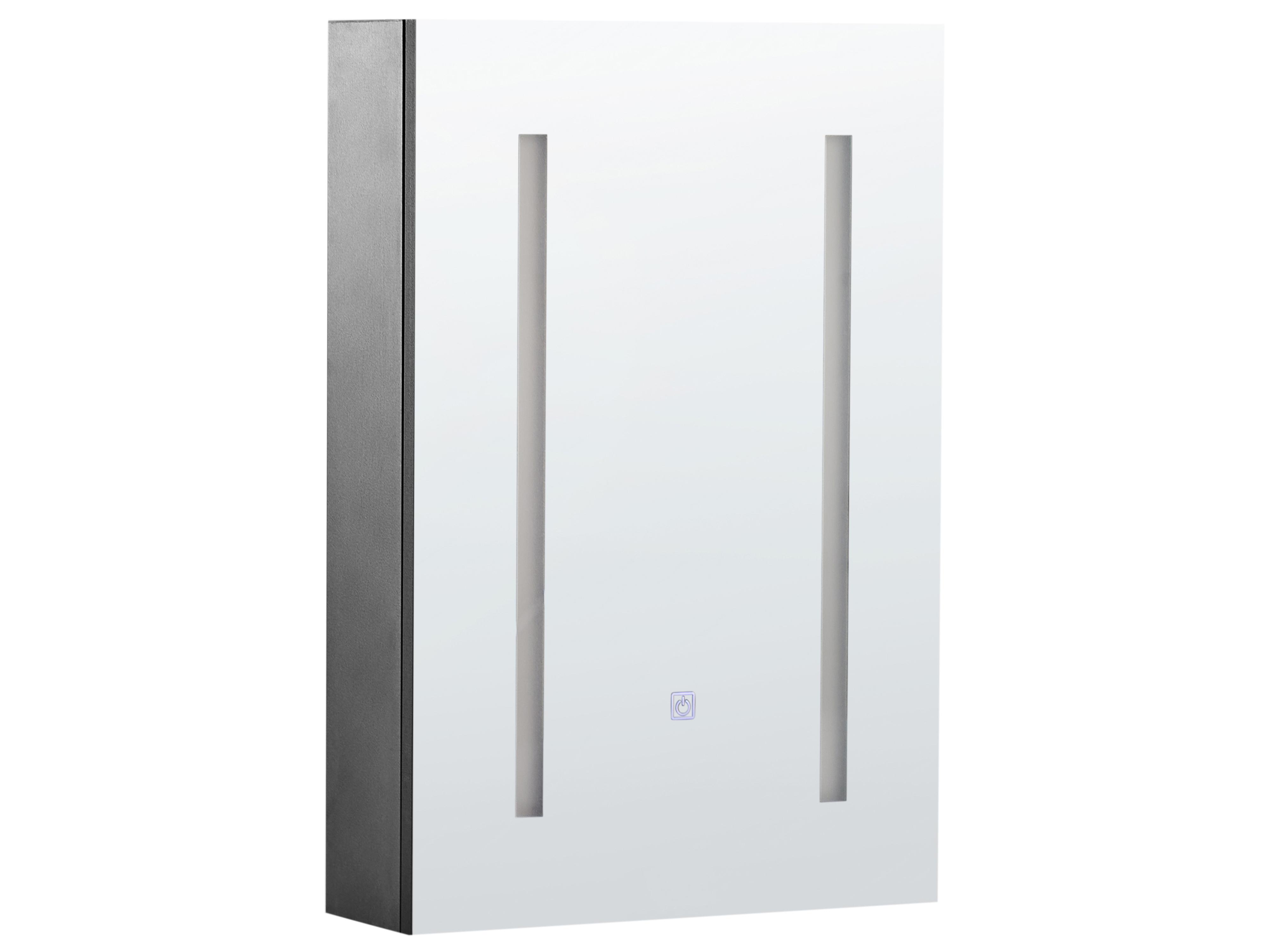 Bathroom Wall Mounted Mirror Cabinet LED CAMERON 40 cm 60 cm Black
