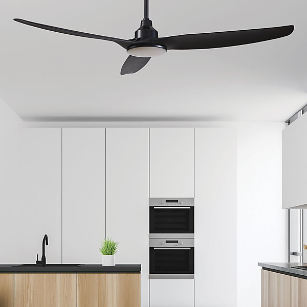 Fanelite - Ventilateur de plafond 132 cm noir FANDC52LN-BK - Moteur DC 18W - LED 20W dimmable 3 couleurs - 3 pales - Silencieux