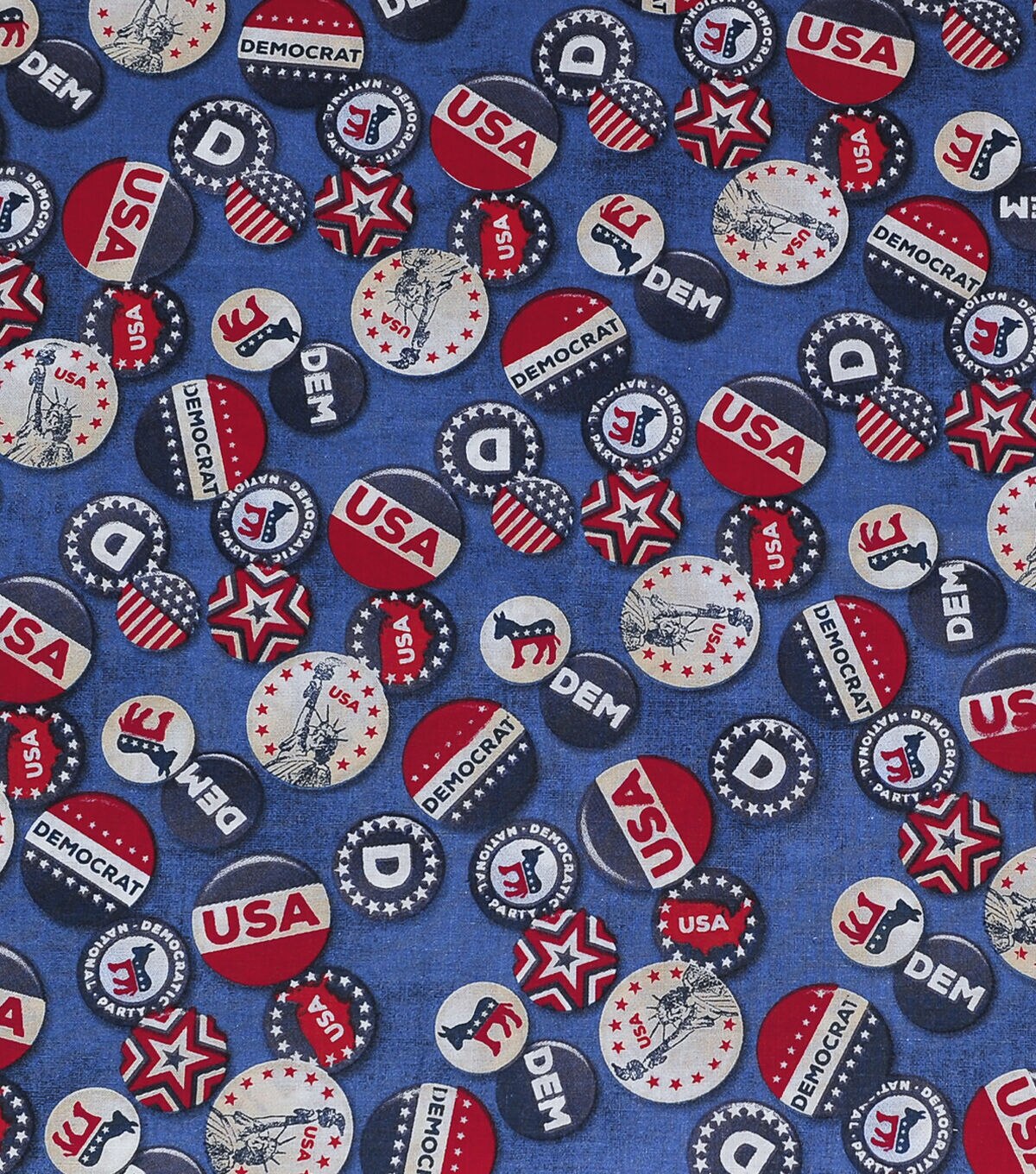 Democratic Buttons Patriotic Cotton Fabric