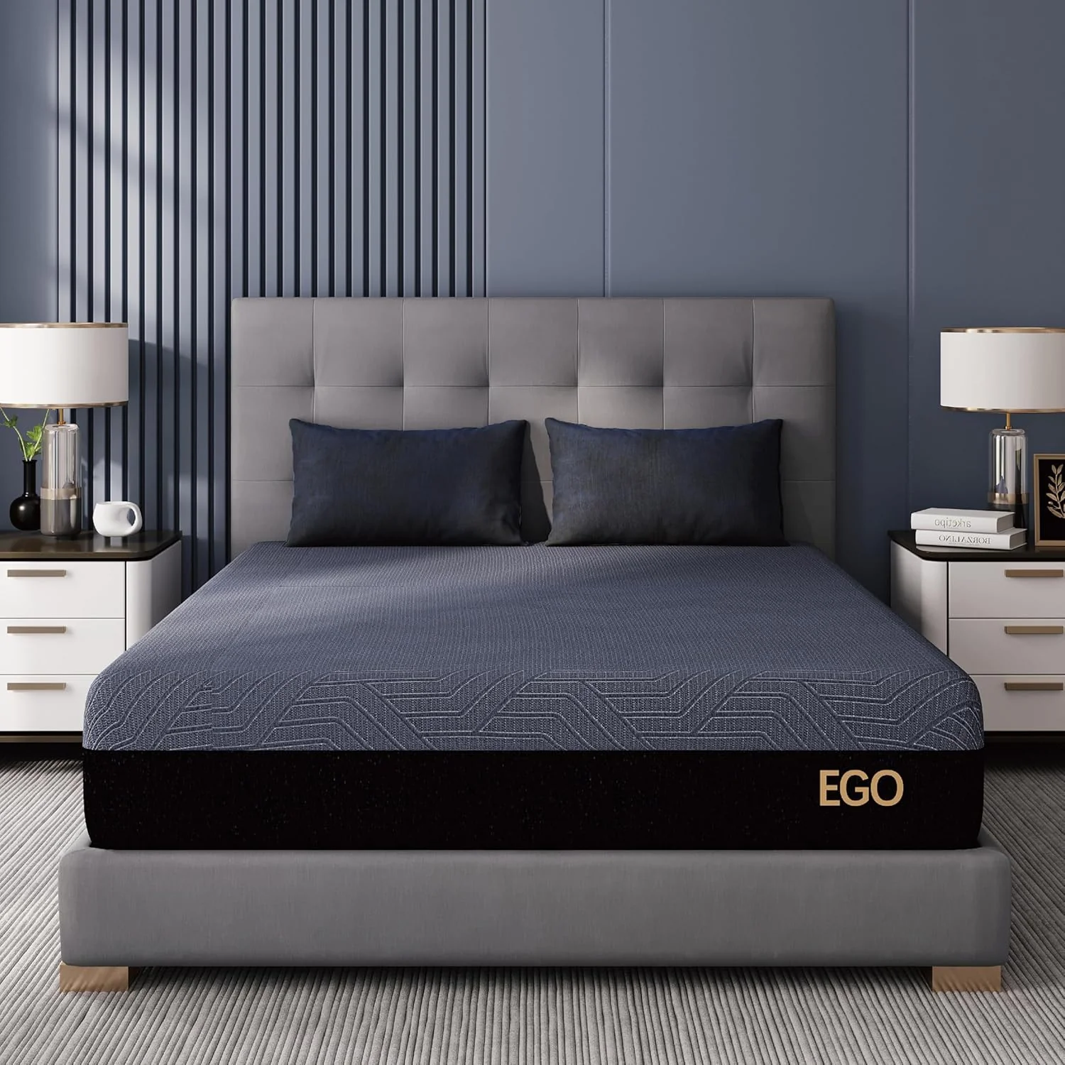 EGOHOME 14 Inch King Size Memory Foam Mattress for Back Pain, Cooling Gel Mattress Bed in a Box, Made in USA, CertiPUR-US Certified, Therapeutic Medium Mattress, 76x80x14 Black(12 Inch/Queen)