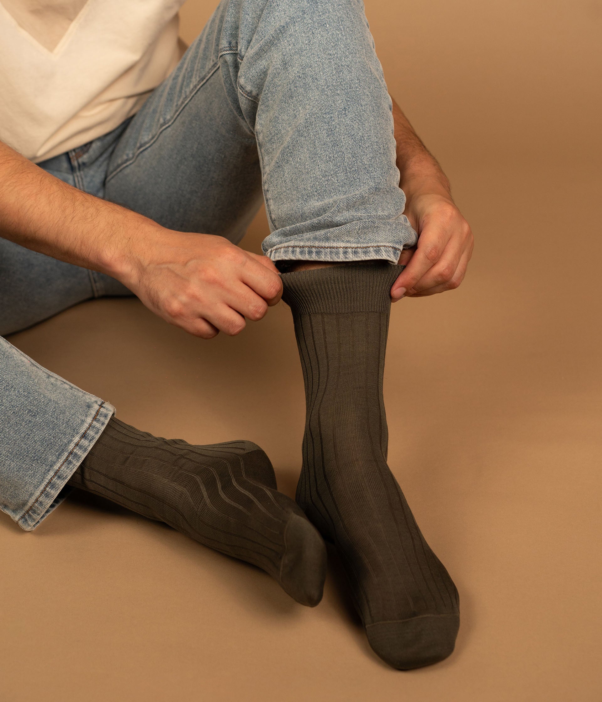 Chaussettes Adelon kaki et gris