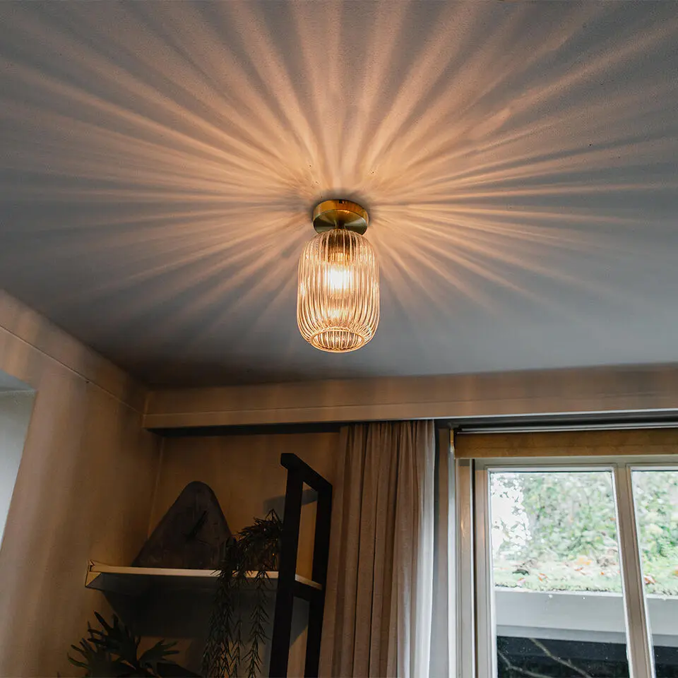 Qazqa plafondlamp banci goudkleurig e27