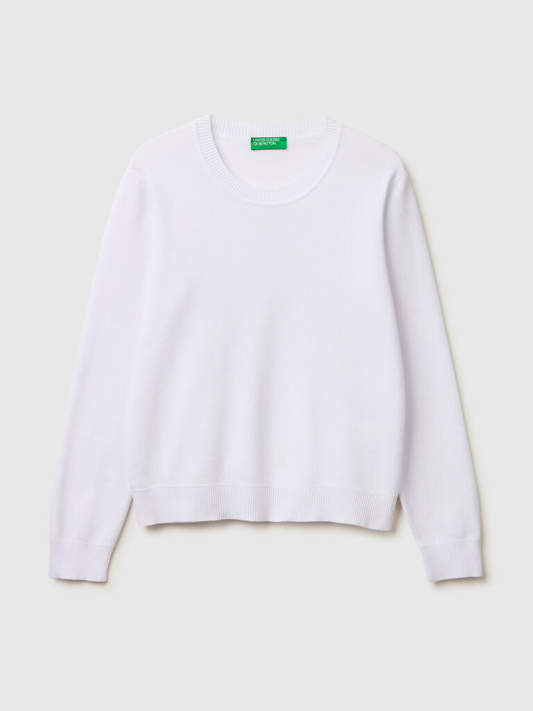 White sweater in tricot cotton