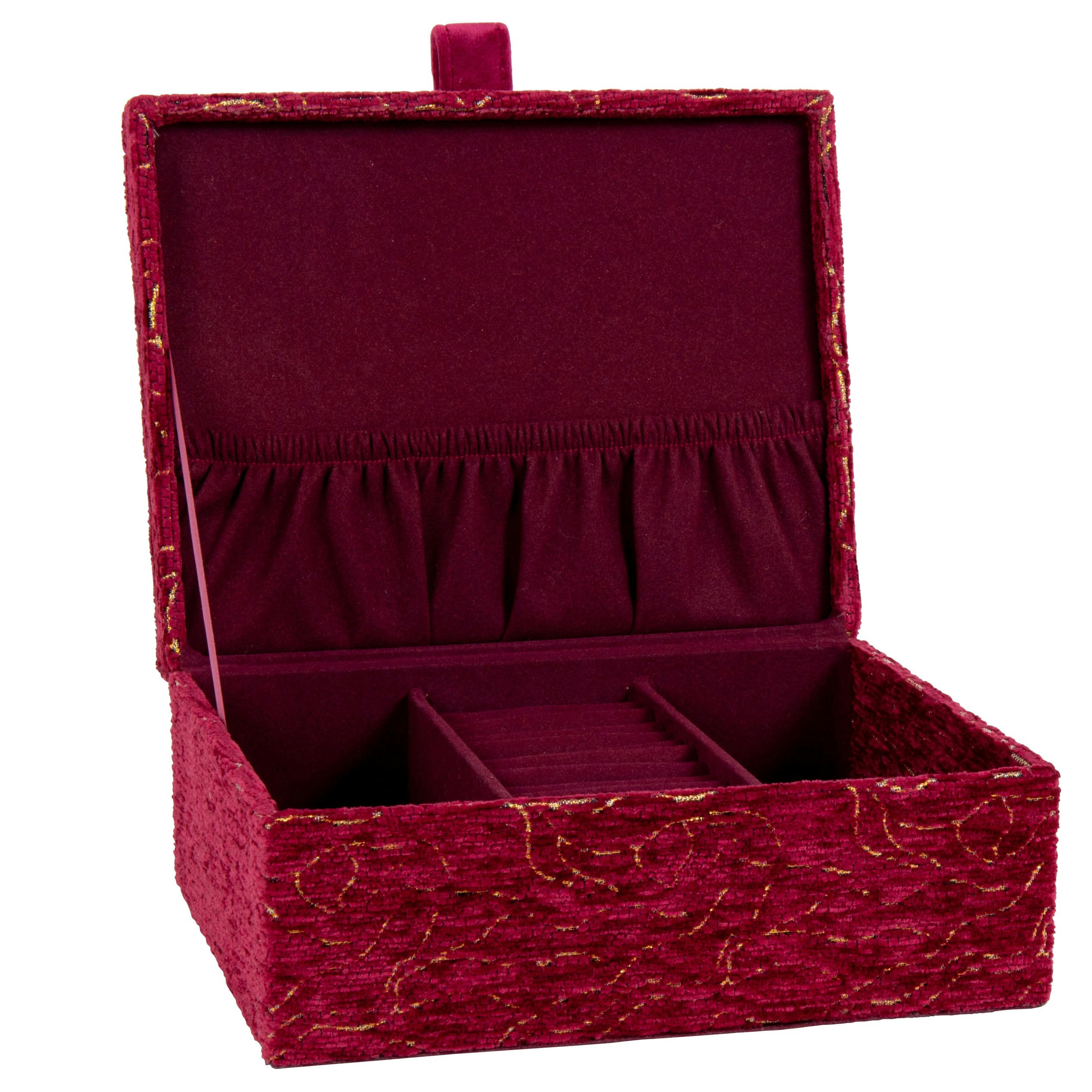 ADELIE - Boîte à bijoux compartimentée en velours violet et doré