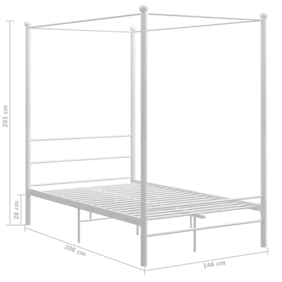 vidaXL - Hemelbedframe met latten - Wit - Metaal - 140x200 cm