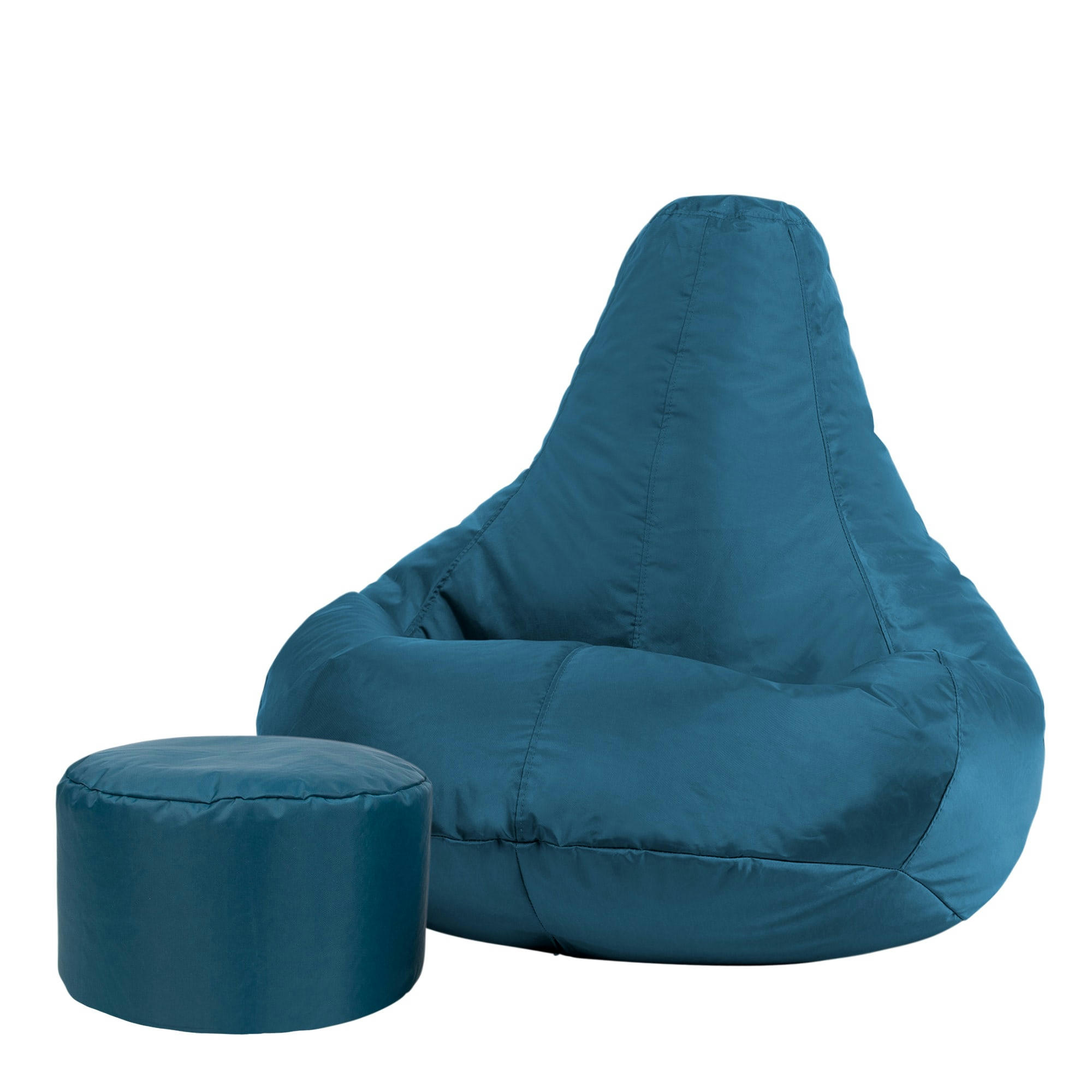 - Pouf inclinable avec repose-pied extérieur bleu canard