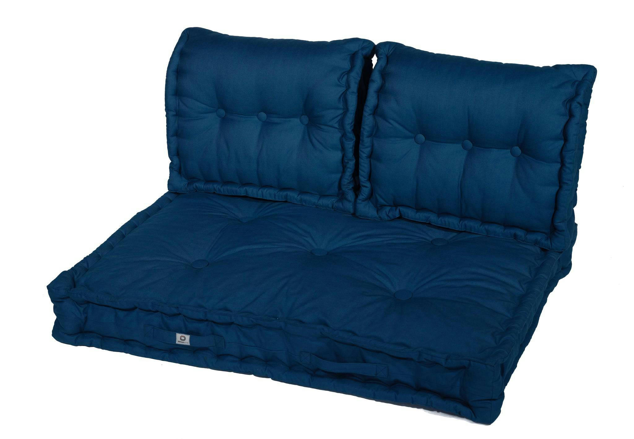 - Coussins pour palette capitonné en polyester 120x80x20cm bleu