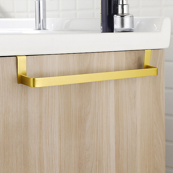 Kibath Porte-serviettes sans perçage de 36 cm en acier inoxydable finition or brossé