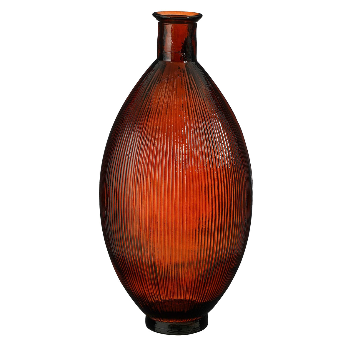 Mica Decorations Firenza Fles Vaas - H59 x Ø29 cm - Gerecycled Glas - Donkerbruin