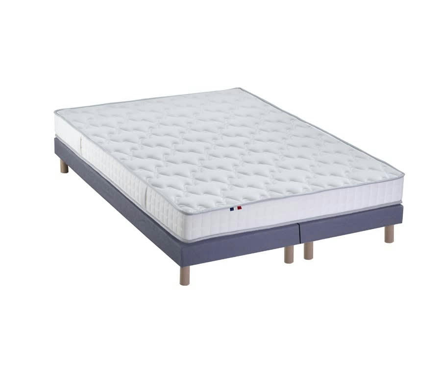 ENSEMBLE PURE - Ensemble matelas 100% latex 3 zones sommier bleu 160x200