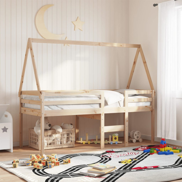 Wysokie łóżko z dachem 75x190 cm lite drewno sosnowe