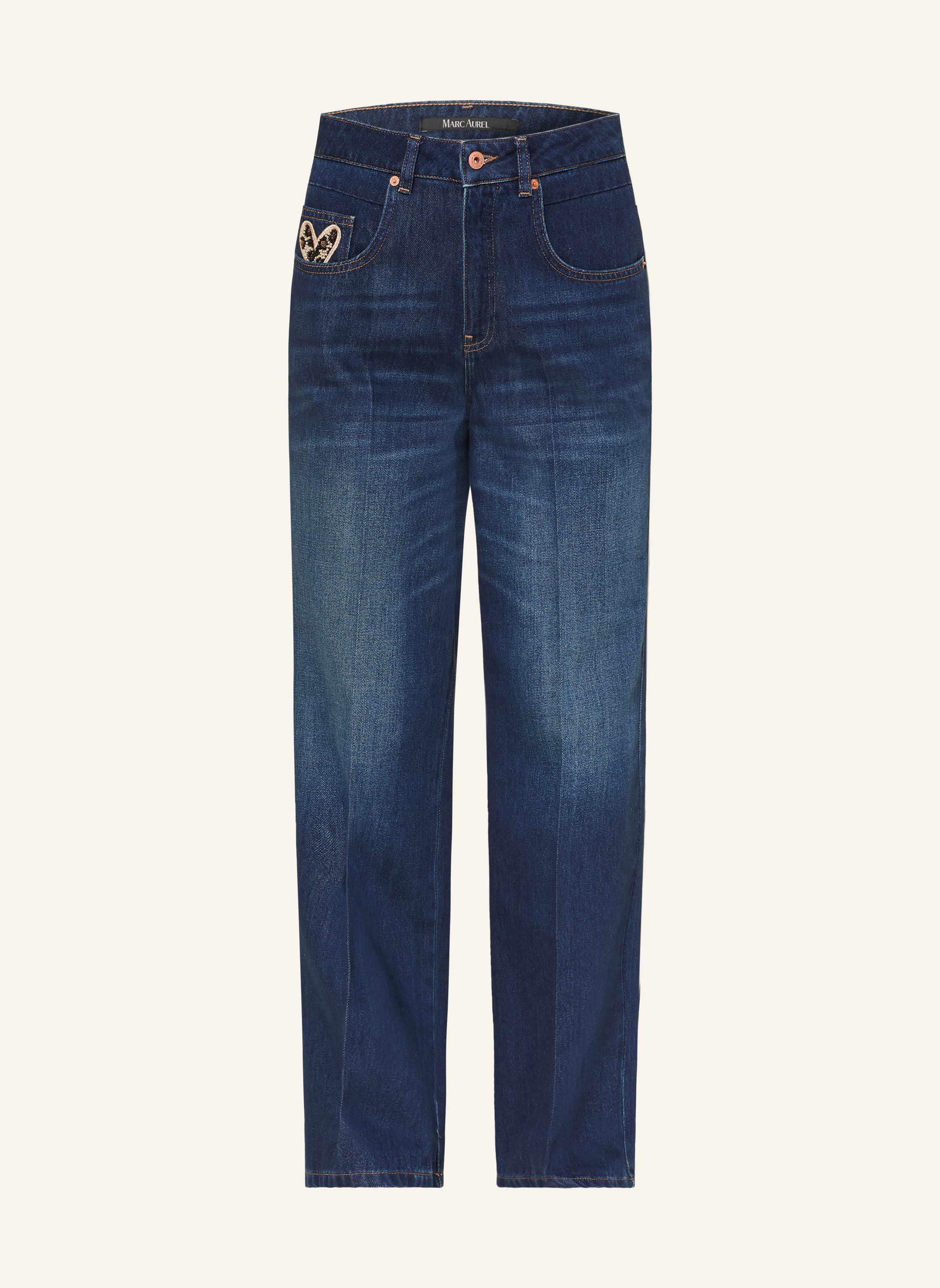 MARC AUREL Straight Jeans mit Schmuckperlen