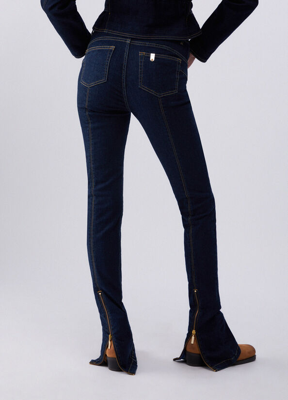 Jeans vita alta con zip