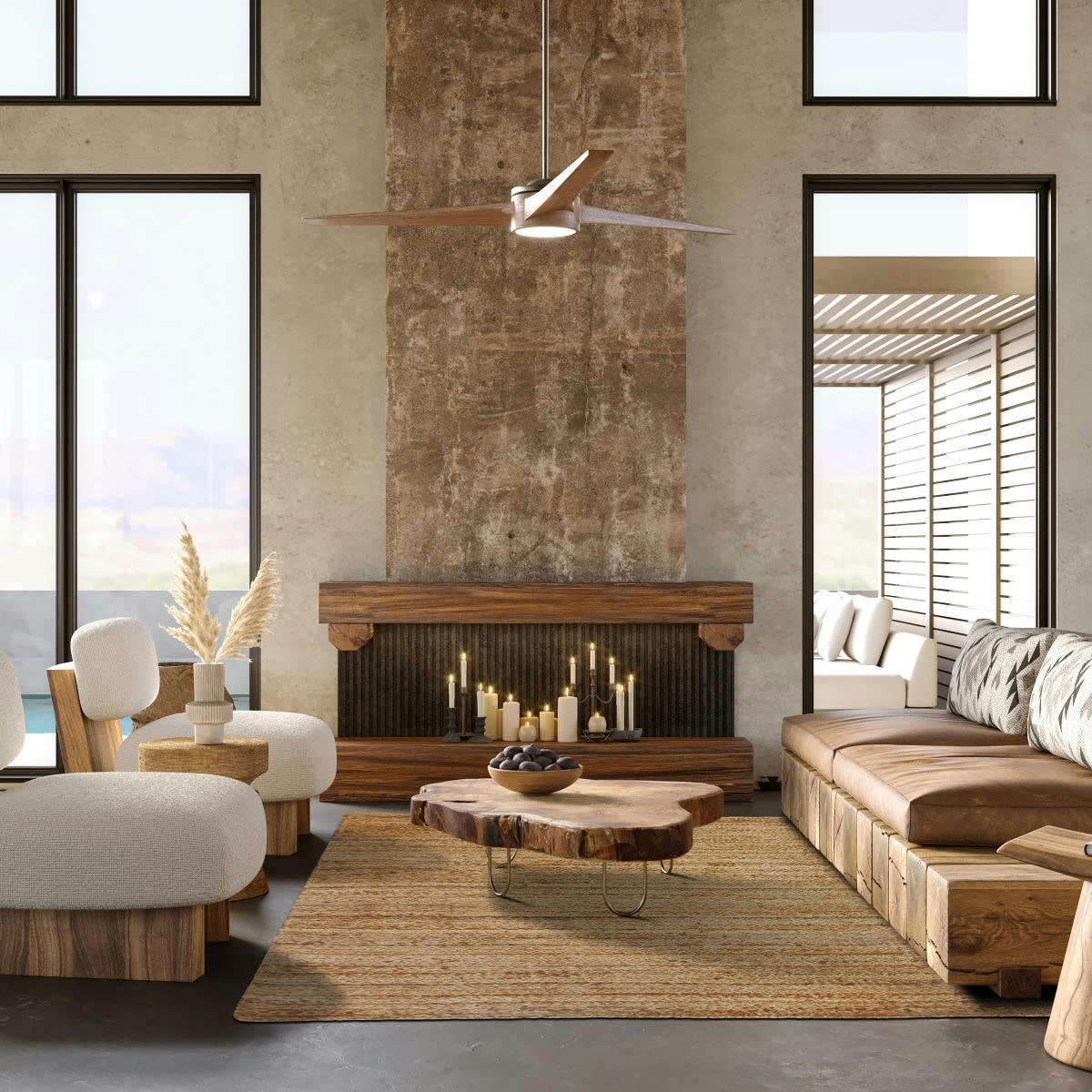 SUNNY - Tapis en jute tressé main, lignes naturel 200x290